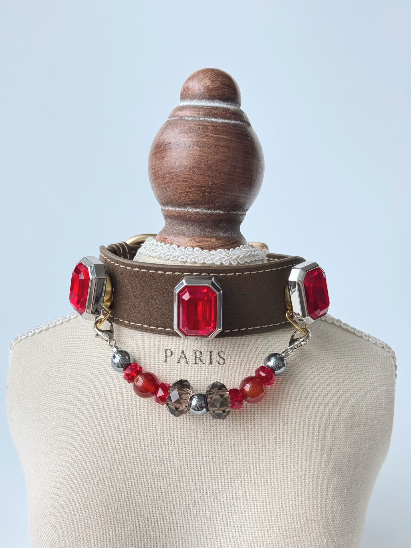 Crimson Cocoa Jewel Pet Collar