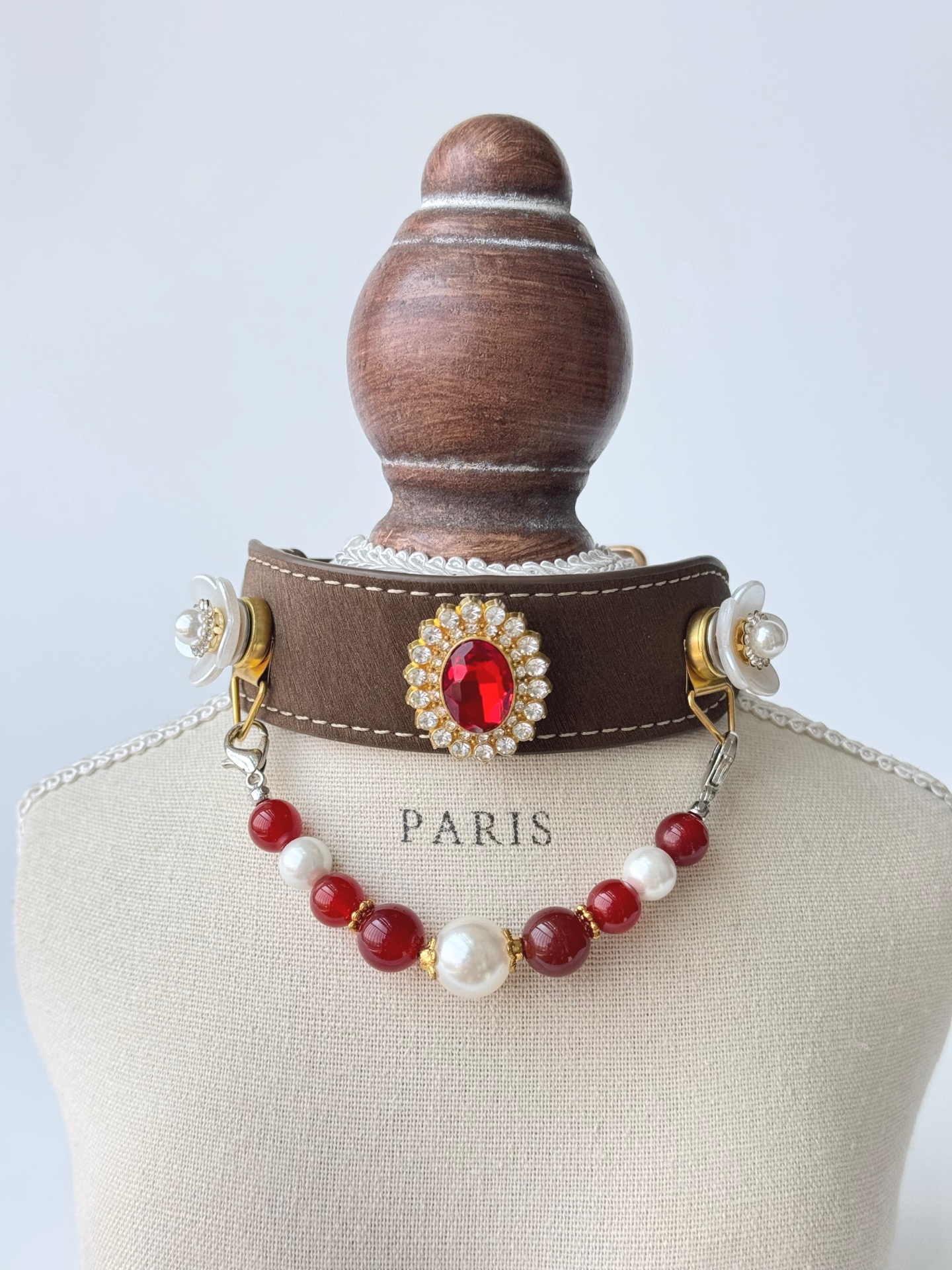 Crimson Pearl Pet Collar