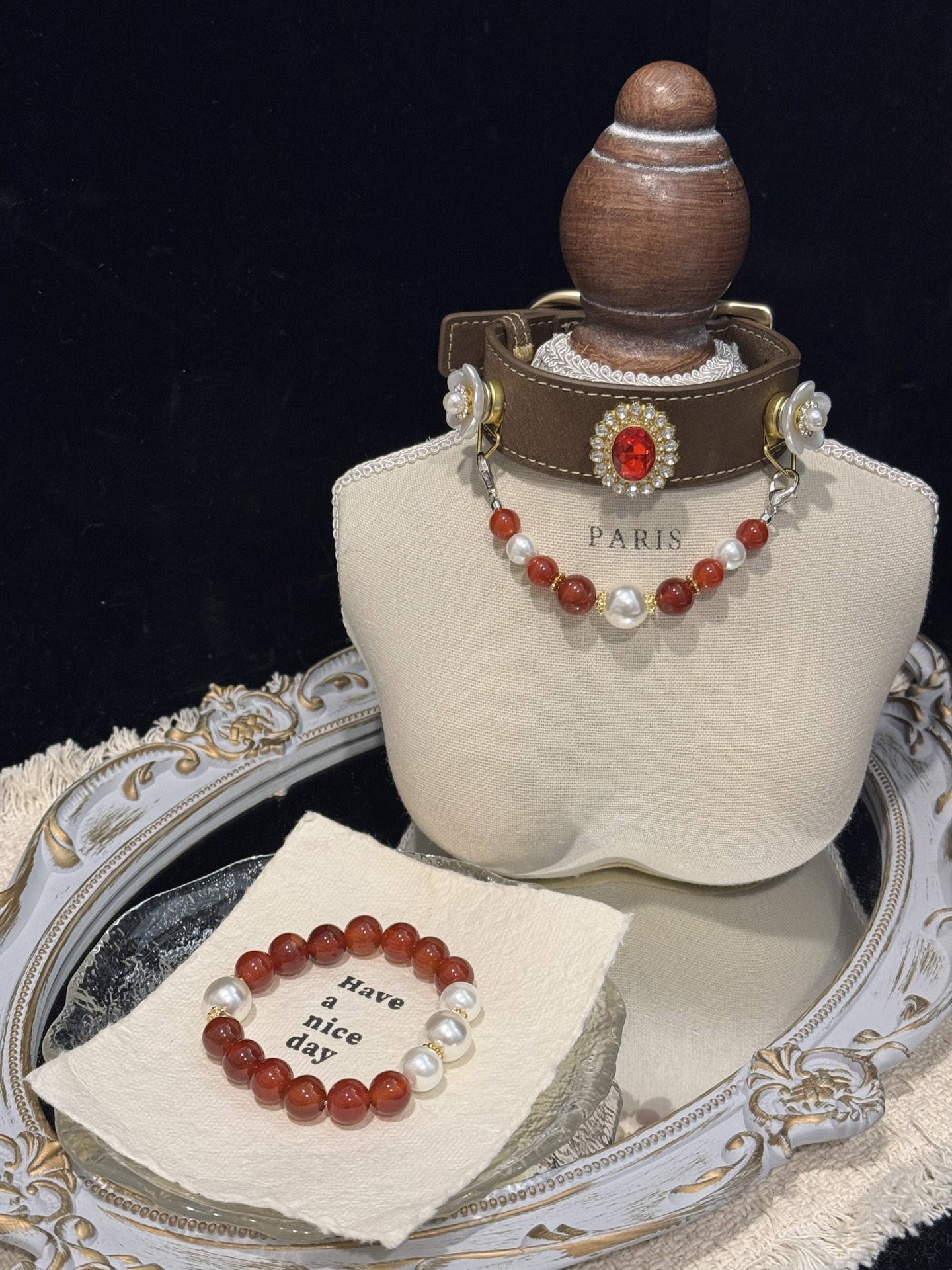 Crimson Pearl Crystal Bracelet