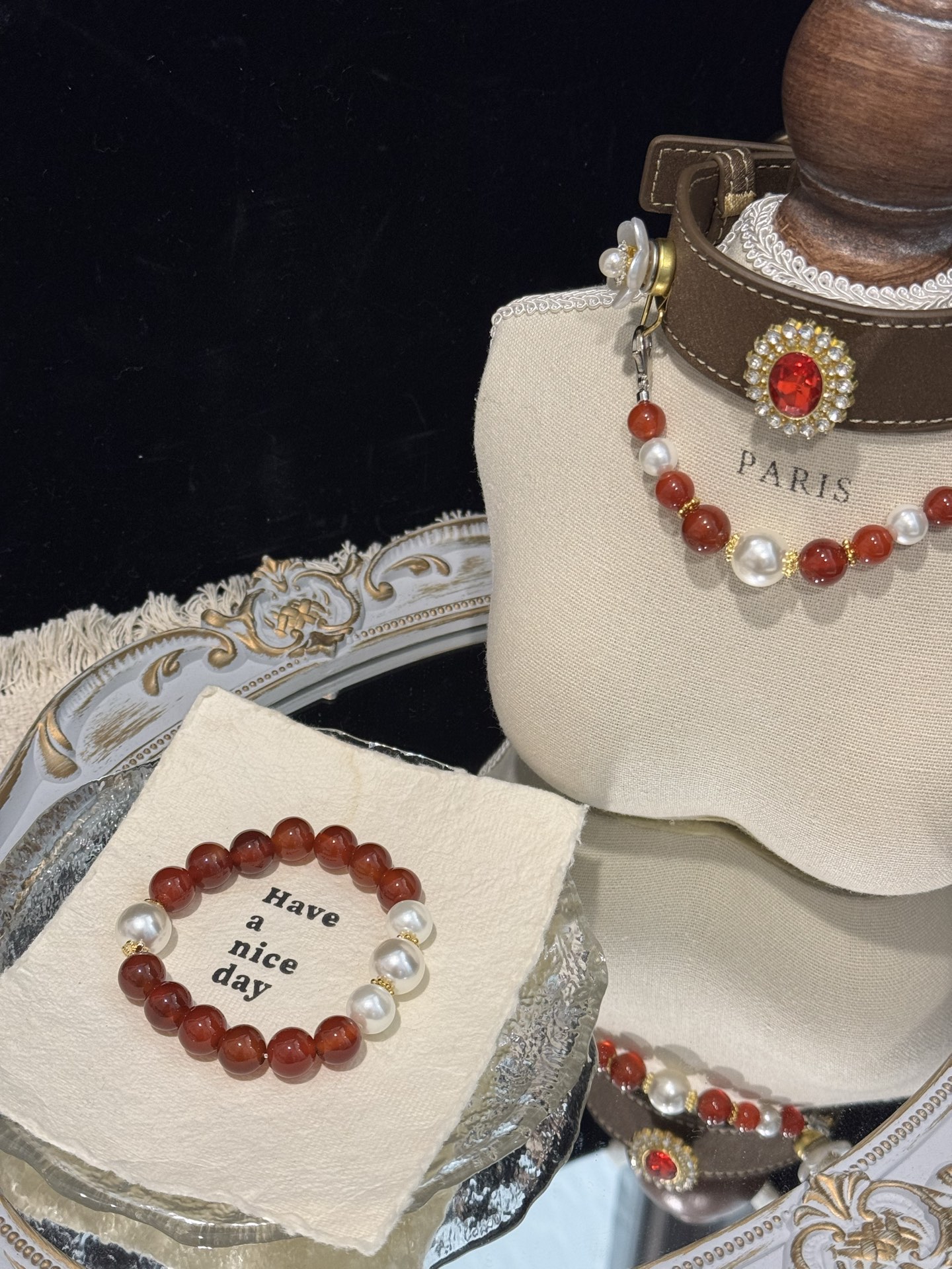 Crimson Pearl Pet Collar · view 100338-02
